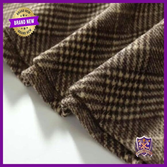 Women's Long Plaid Wool Skirt High Waist A-Line Pleated Fall Winter - Picture 6 of 7